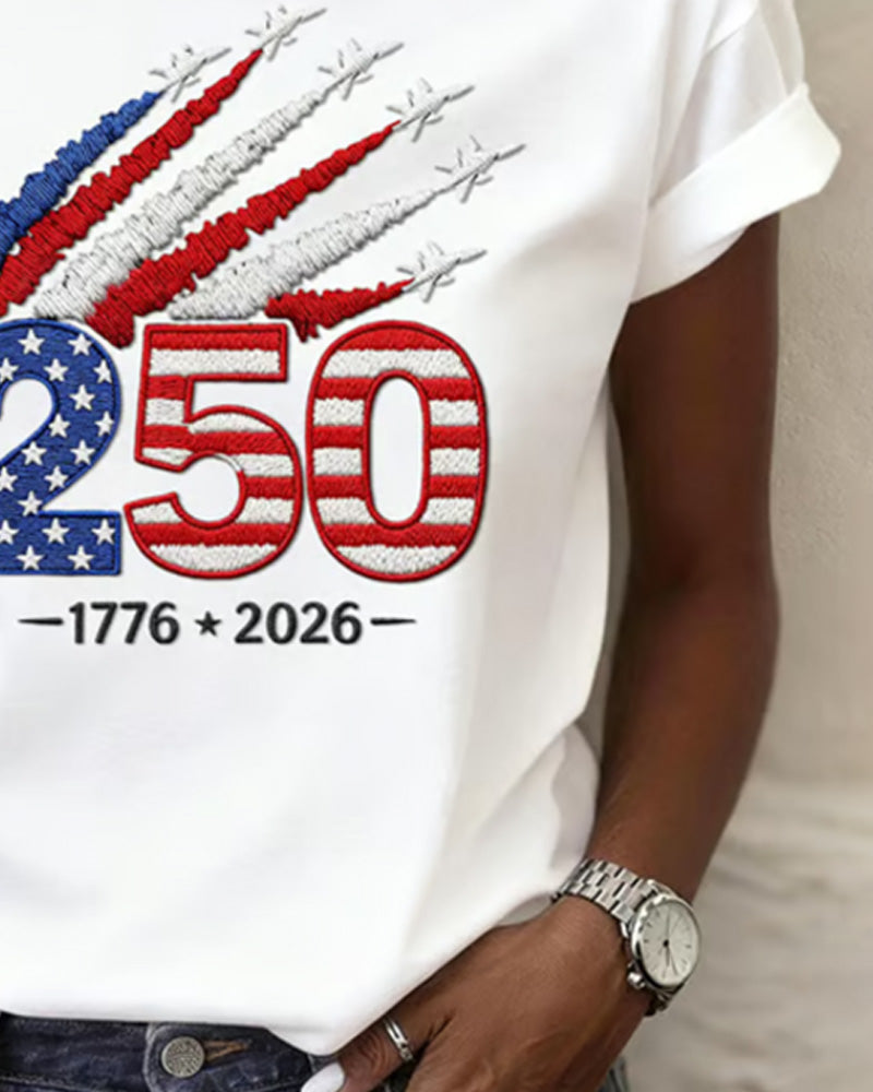 T-Shirt Flag Fly Print Kort Ærme