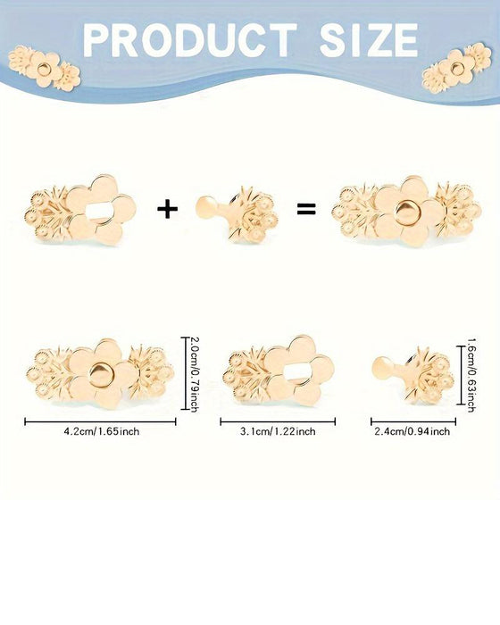 4-Delers Blomstermønstret Denim Bæltestrammer