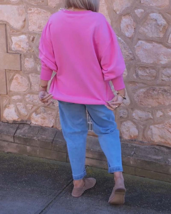 Sweatshirt V-Hals Enfarvet