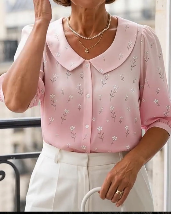 Bluse Blomstret Peter Pan Krave Bobble Ærme