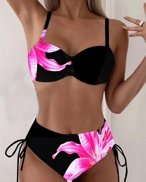 Bikini Triangel Snørre Blomsterprint