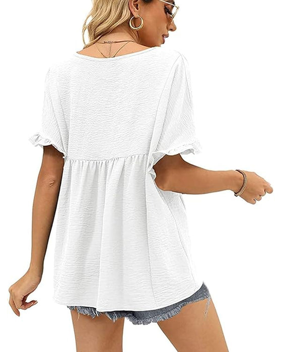 Bluse Afslappet Rynke Loose Fit