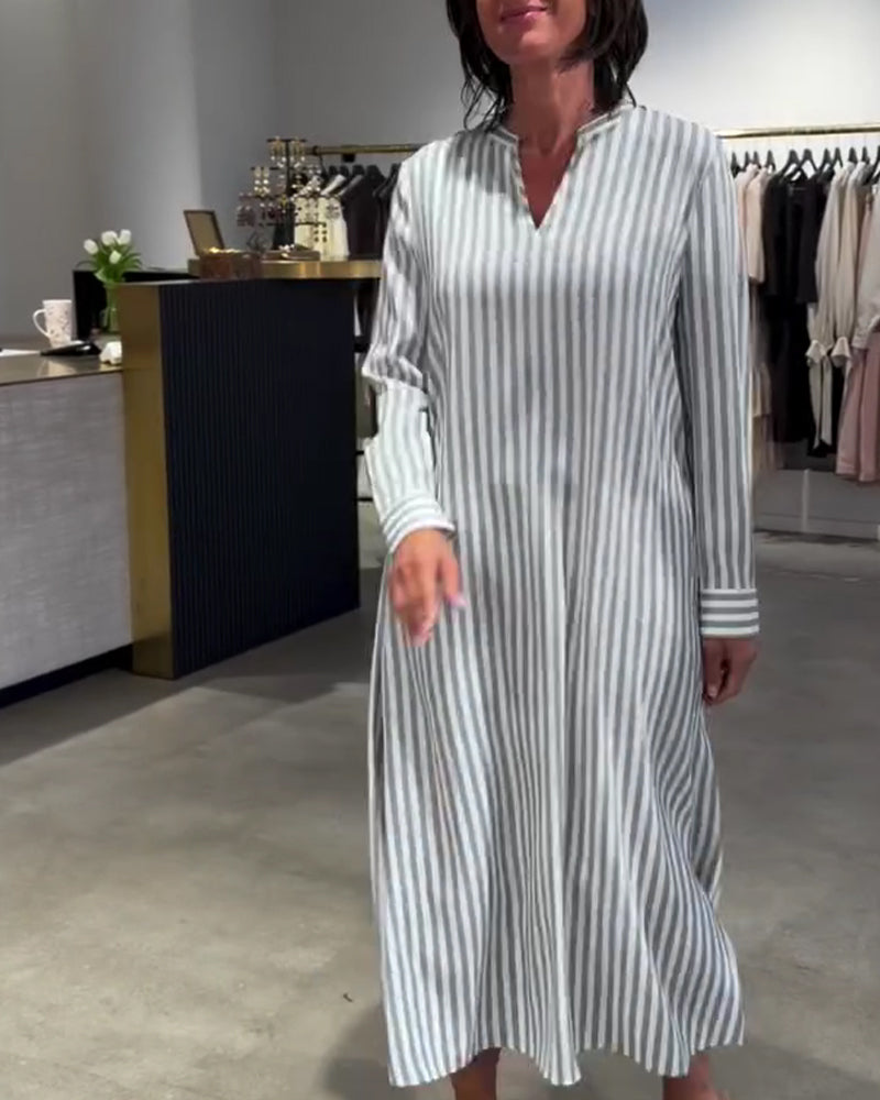 Kjole Stribet Sideslid Maxi