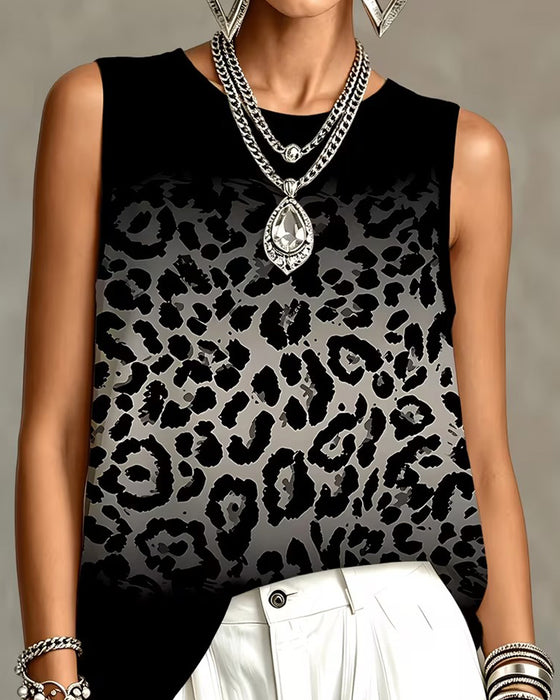 Tank Top Ombre Leopard Ærmeløs