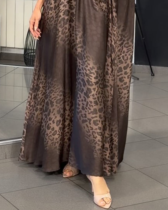Kjole Gradient V-Hals Leopard Tryk