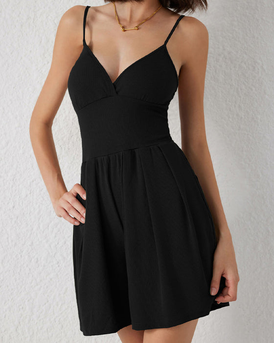 Ensfarvet Afslappet Jumpsuit