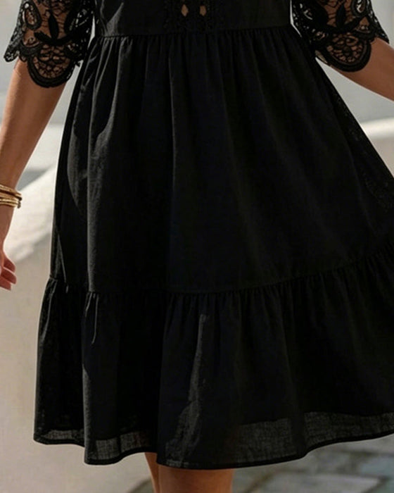 Kjoler Blonder Off-Shoulder Lagdelt Kort