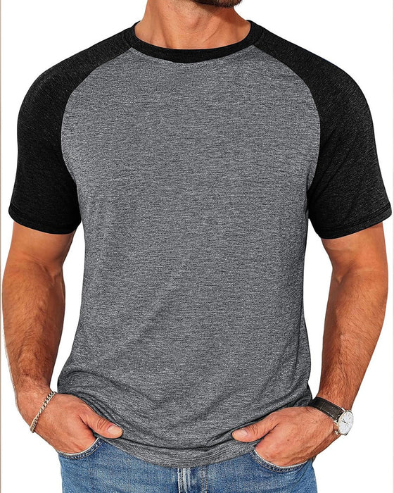 T-Shirt Kontrast Rund Hals Herre Tætsiddende