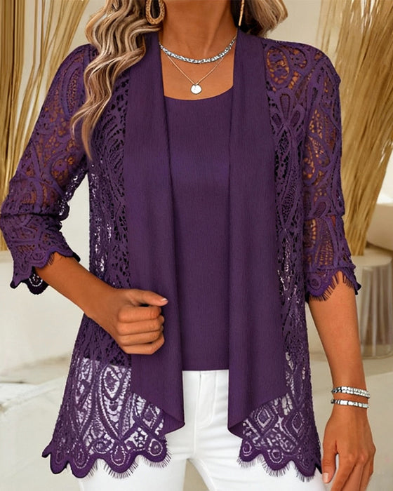 Top Med Patchworkdetaljer Og Faux Todelt Design