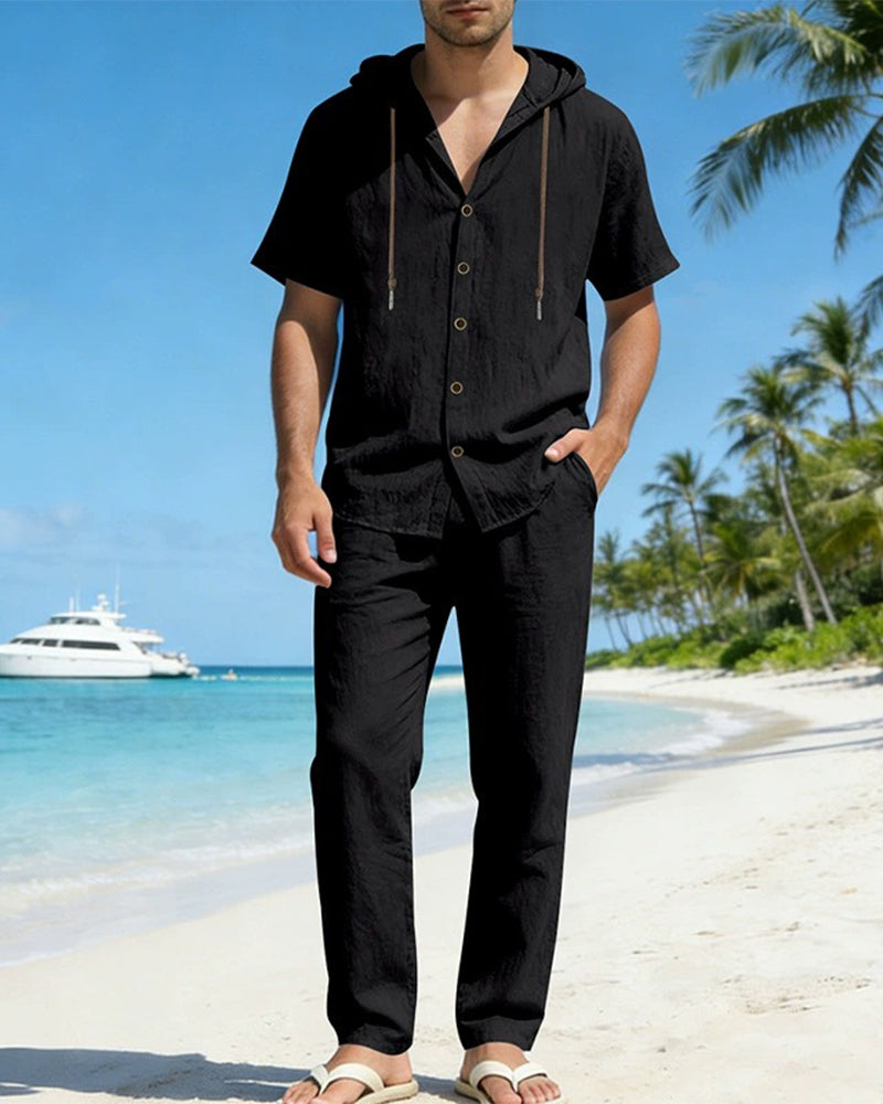 Herre Letvægt Hætte Todelt Sæt Til Sommer Casual Beklædning