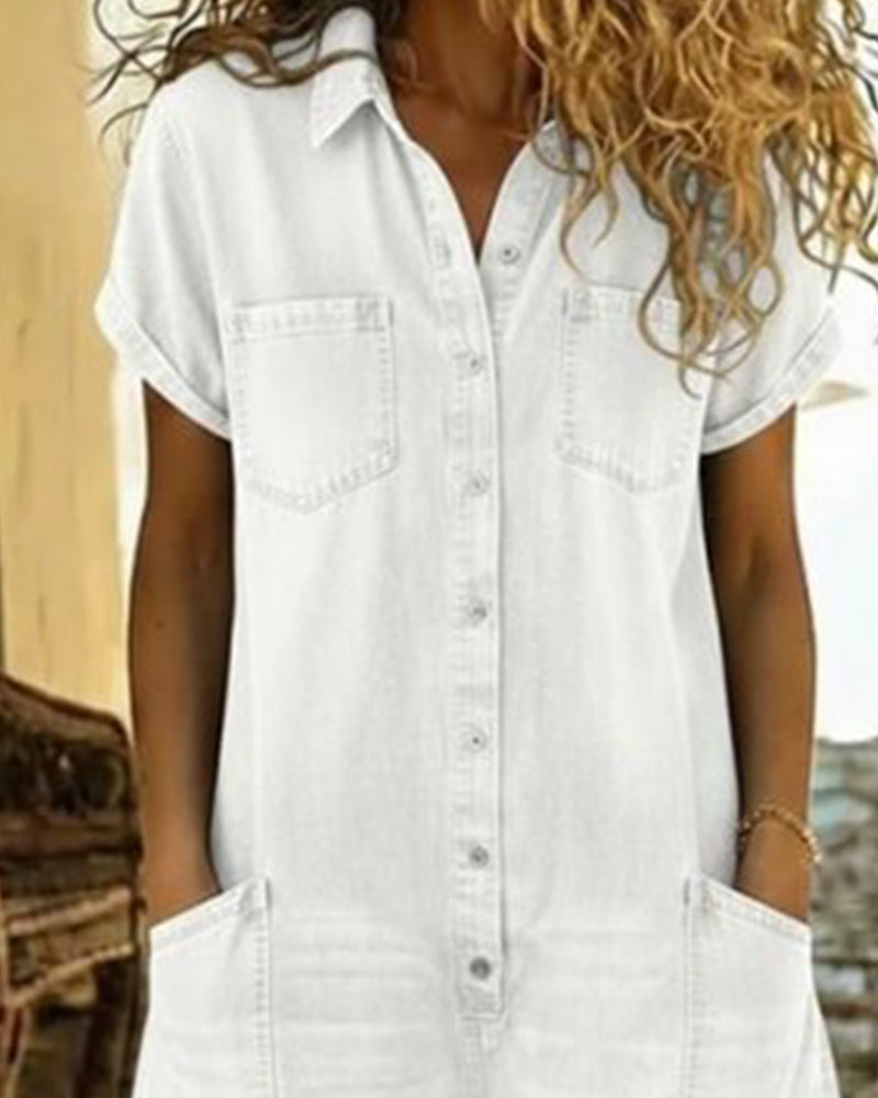 Kedeldragt Kort Ærme Denim