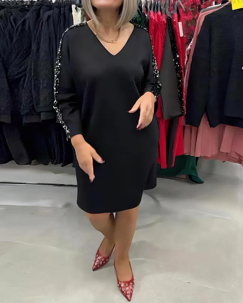 Kjole V-hals Med Glitter Sweatshirt