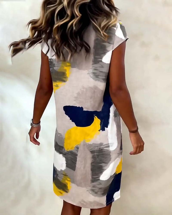 Kjole Rund Hals Tie-Dye Trykt
