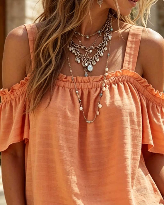 Bluse Kamisol Ruffle Off-Shoulder