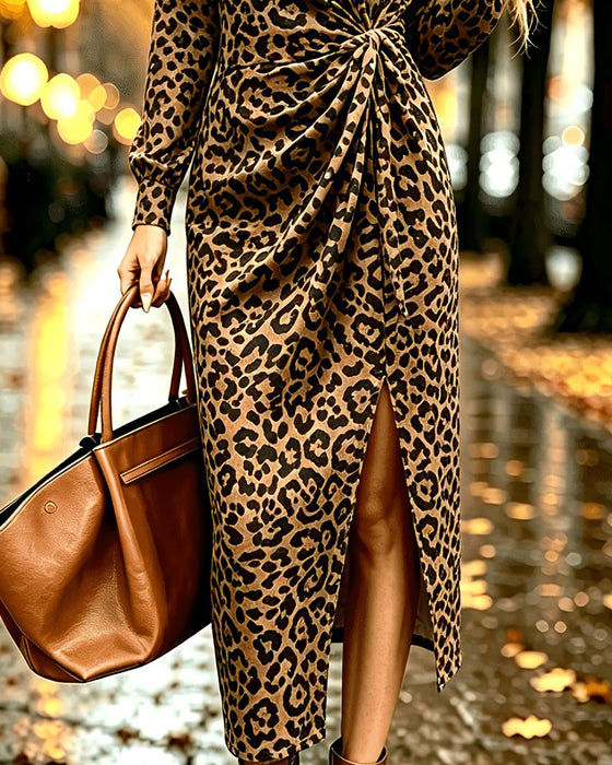 Kjole Rundhalset Leopard Slids