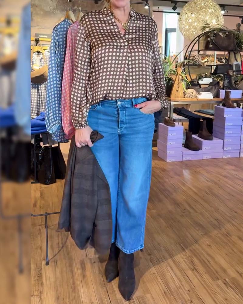 Bluse Prik Langærme Trykt