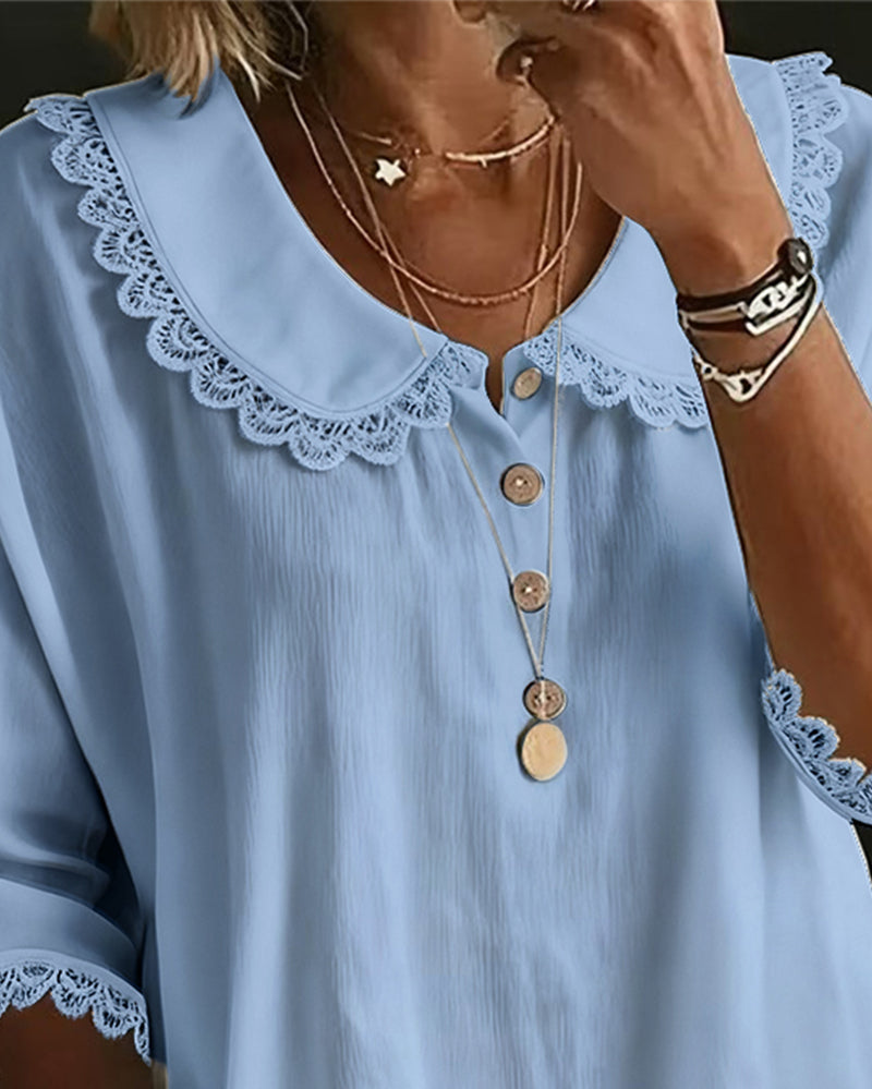 Bluse Blonder Indsat Peter Pan Krave