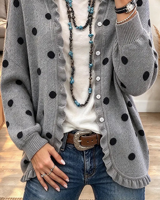 Cardigan Revers Rysjer Prikket