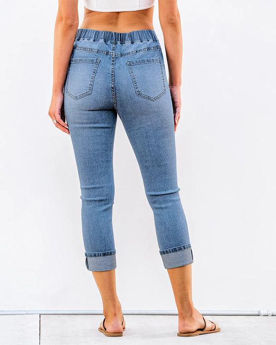 Jeans Elastisk Talje Capri