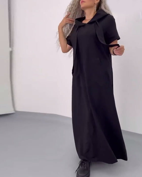 Kjole Ensfarvet Hættetrøje Casual