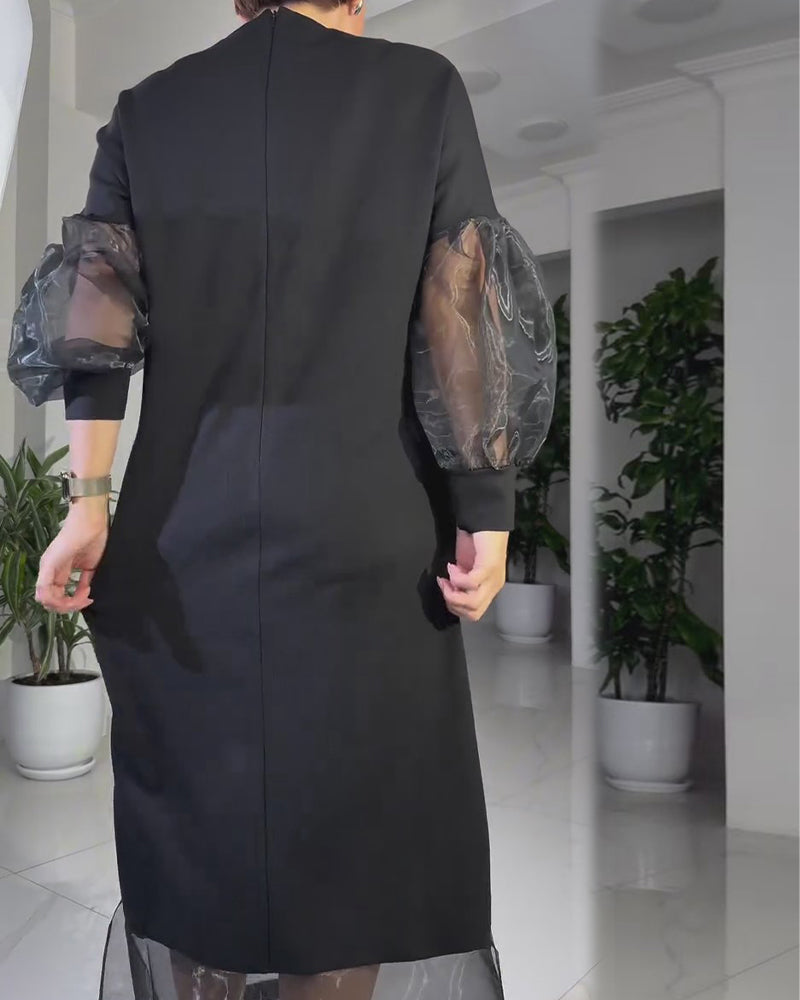 Kjole U-Hals Mesh Patchwork Modne