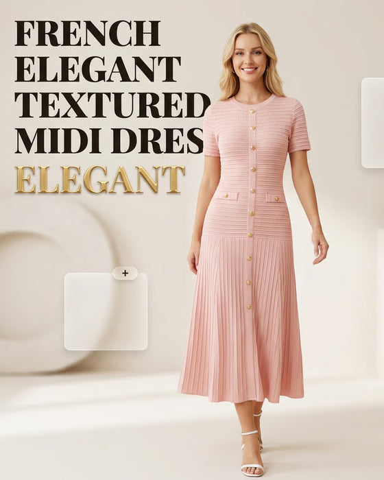 Kjole Rund Hals Slim Fit Knap Patchwork