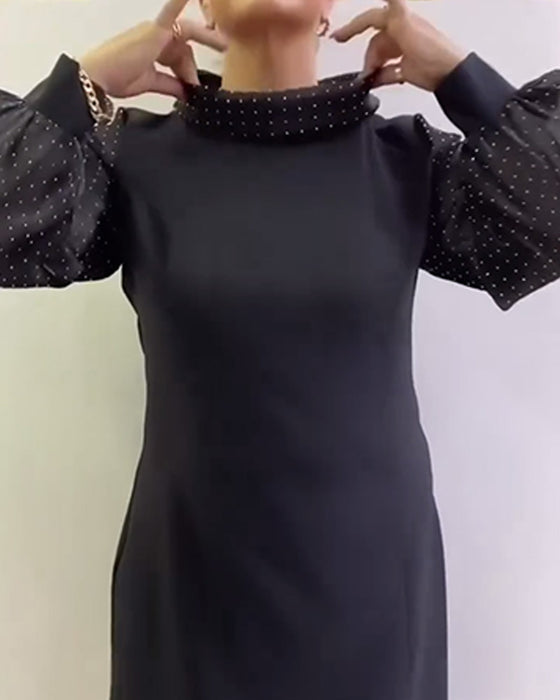 Kjole Lanterne Ærme Mesh Patchwork