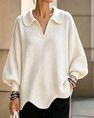 Pullover Enfarvet Revers