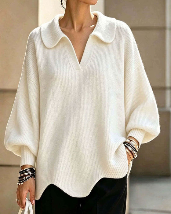 Pullover Enfarvet Revers
