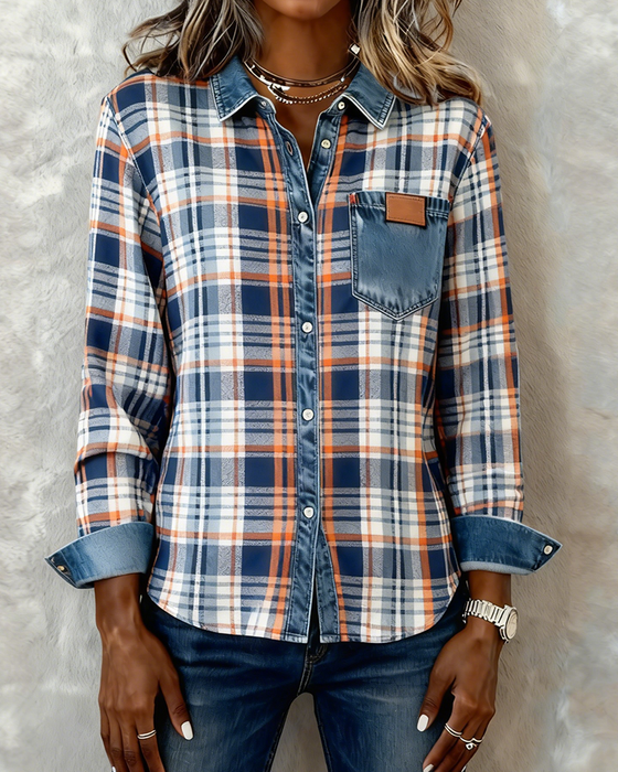 Skjorte Langærmet Med Krave Ruitet Fashion