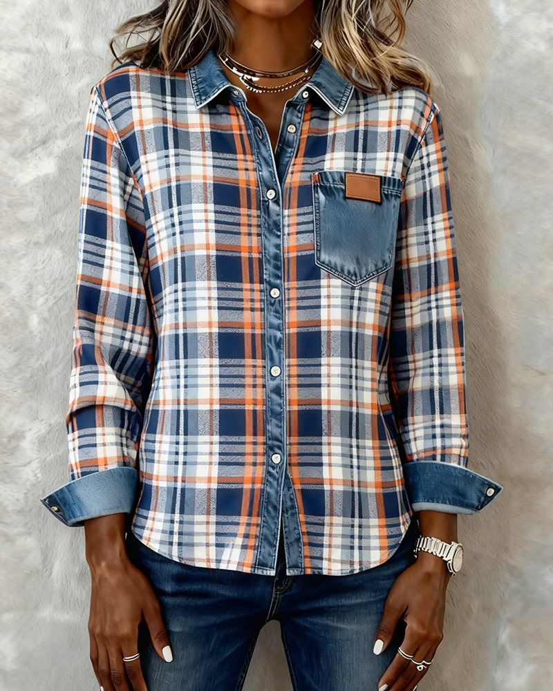 Skjorte Langærmet Med Krave Ruitet Fashion