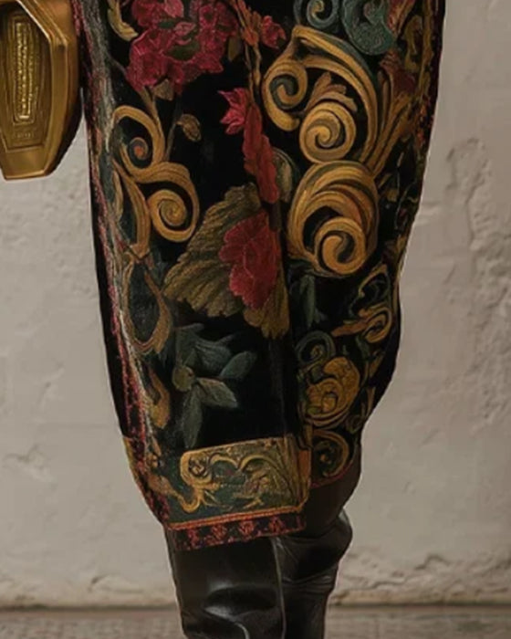 Kjole Mock-Neck Floral Velvet Langærmet Maxi