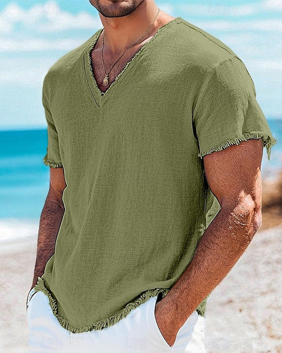 T-Shirt Herre Ensfarvet Kort Ærme