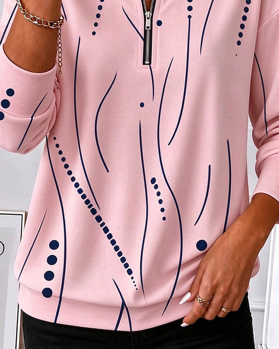 Sweatshirt Lynlås Linje Rundhalset