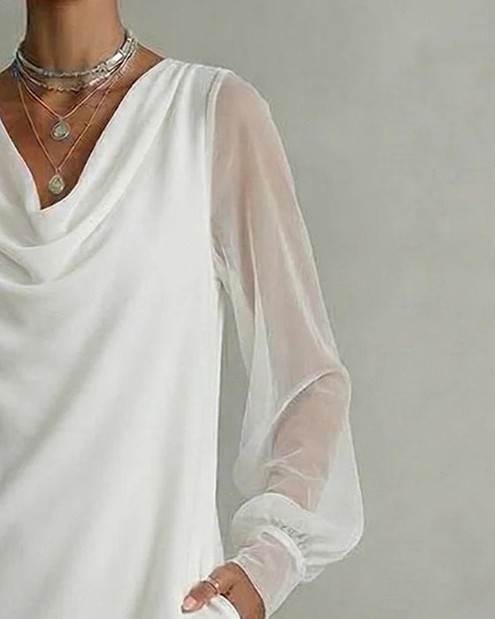 Kjole Åndbar Ærme Cowl Neck