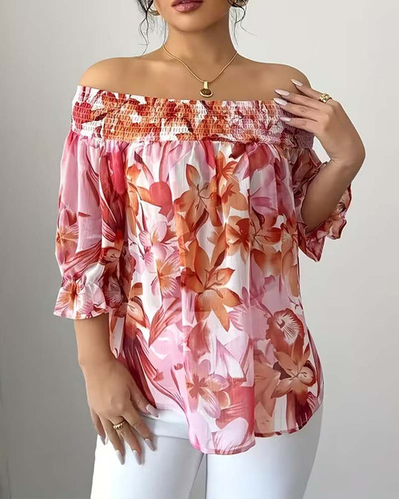 Bluse Off-Shoulder Tryk Bobble Ærme