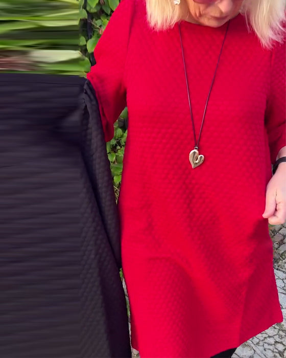 Kjole afslappet ensfarvet rund hals