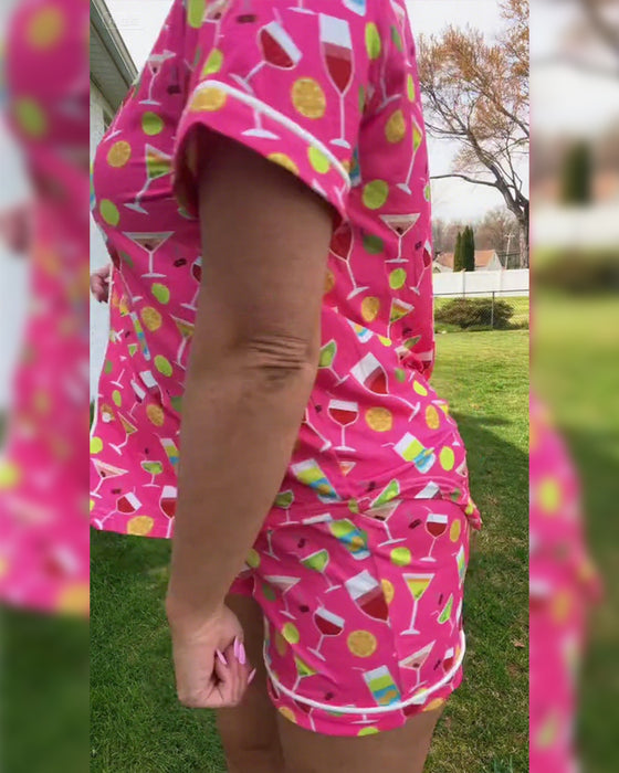 Todelte Sæt Vinflaske Print Casual