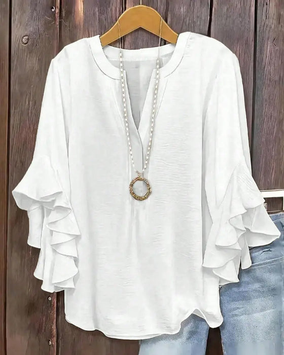 Bluse Lille V-Hals Ruffle