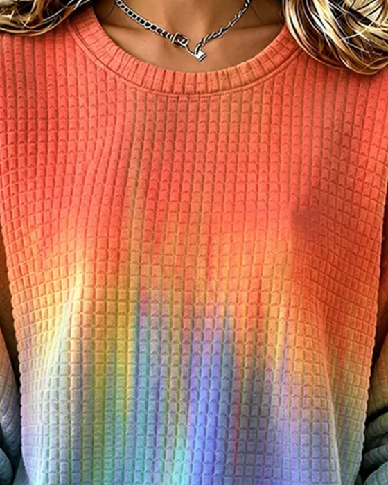 Sweatshirt Gradient Tie-Dye Afslappet Rund Hals