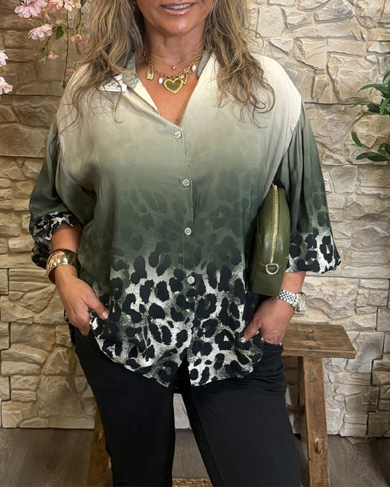 Bluse Gradient Leopardprint Langærmet