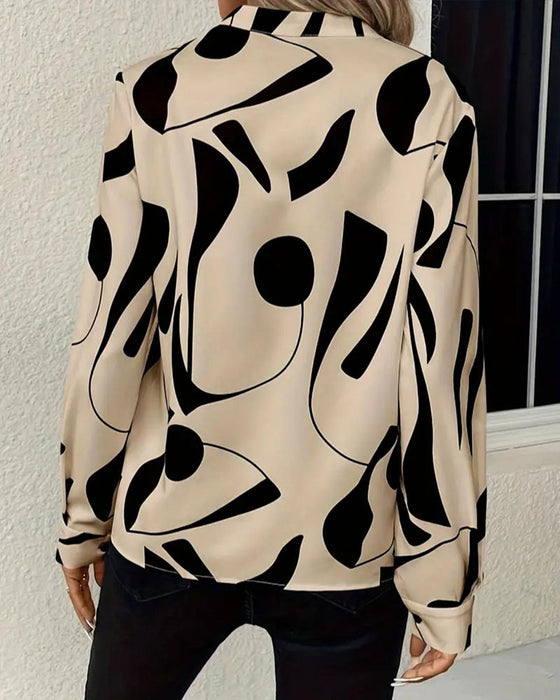 Bluse Abstrakt Geometrisk Tryk