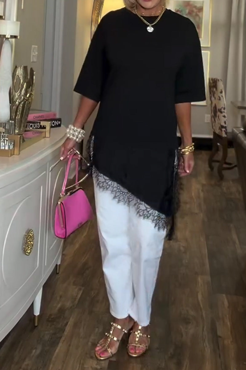 Bluse Blonder Splejsning Uregelmæssig Mellemlang