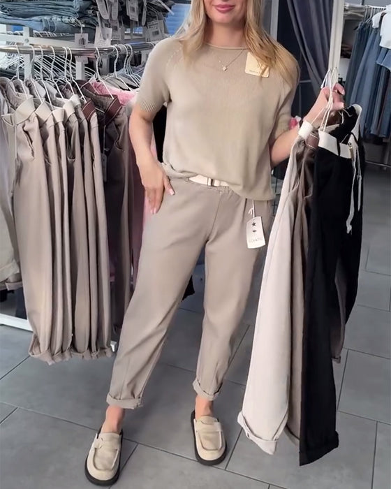 Bukser Ensfarvet Afslappet Lige