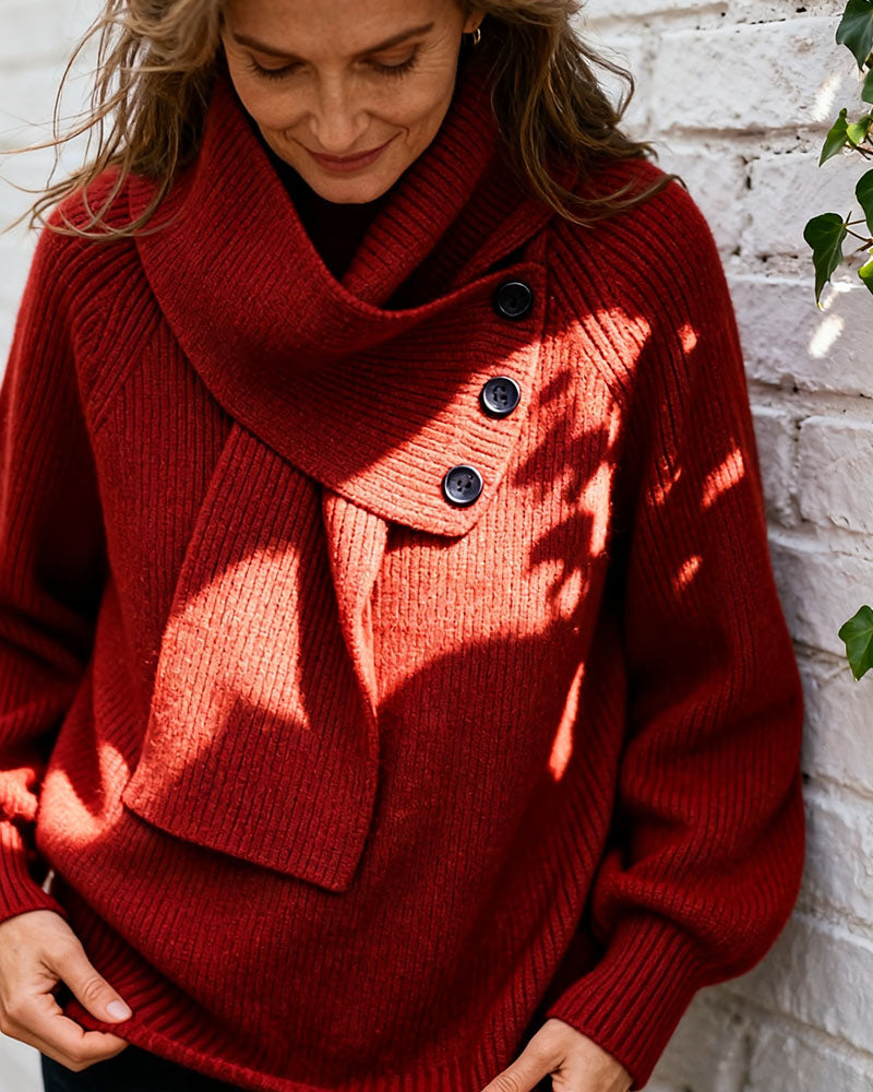 Sweater Tørklædekrave Mode Ensfarvet