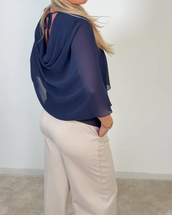 Bluse Klokkeærme Rund Hals