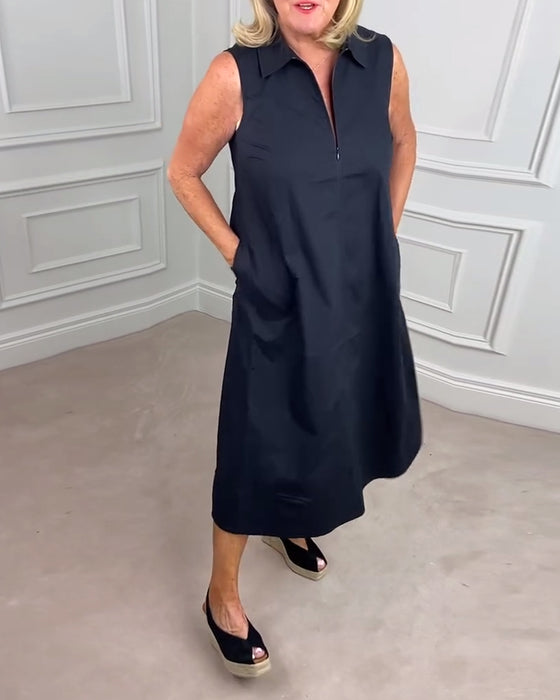 Sort hverdagskjole med skjortekrave