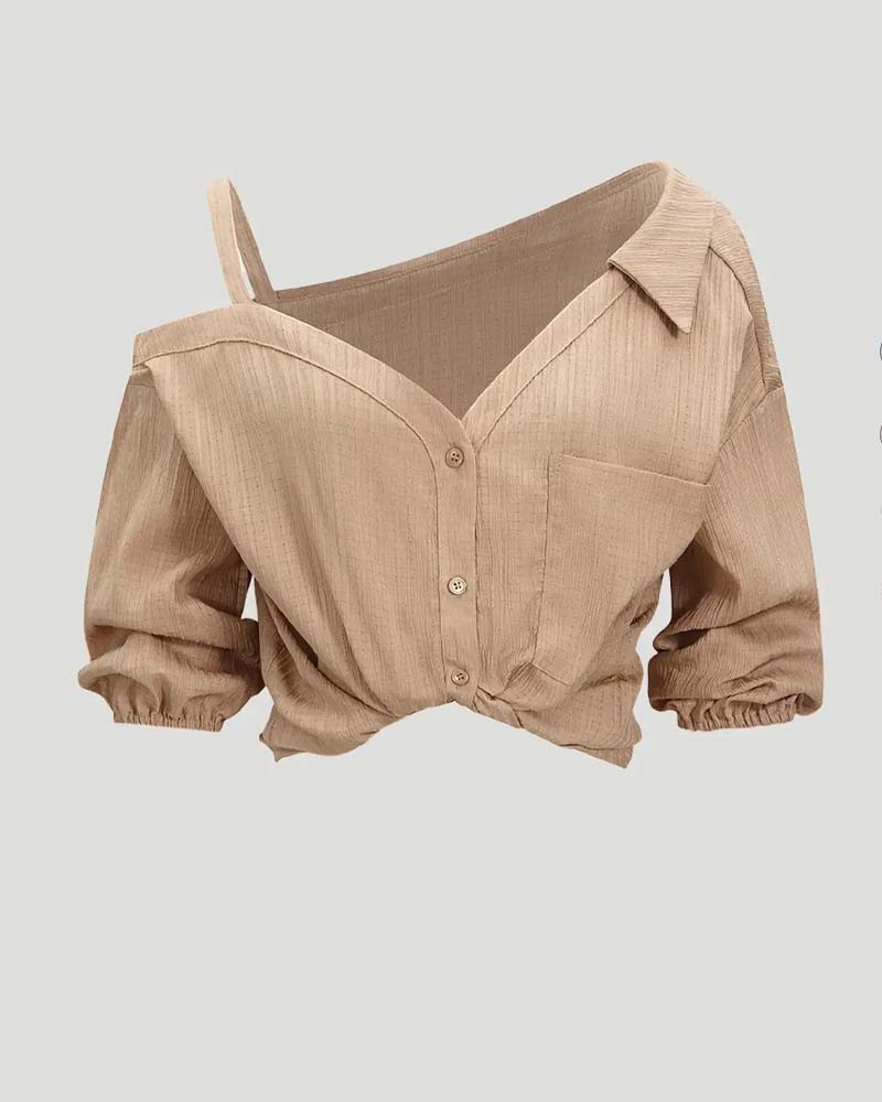 Bluse Enskulder Rem Twist