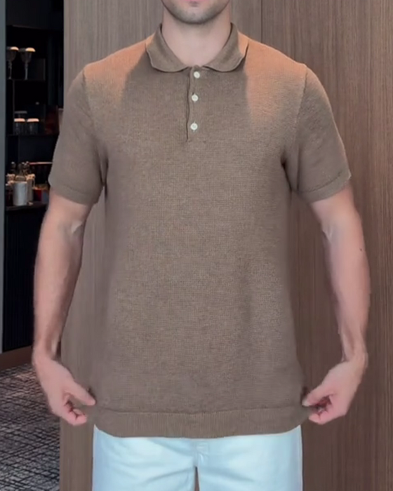 Herre-T-Shirt Med Løs Pasform – Afslappet Polokrave
