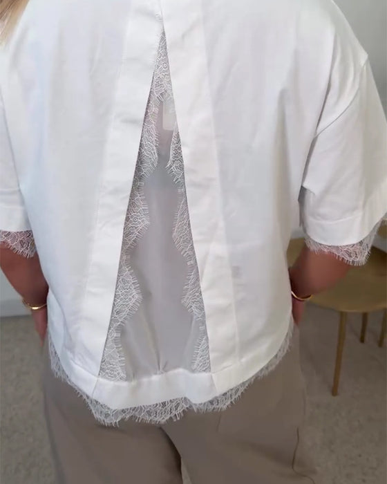 Bluse Ryg Slids Blonder Kort Ærme
